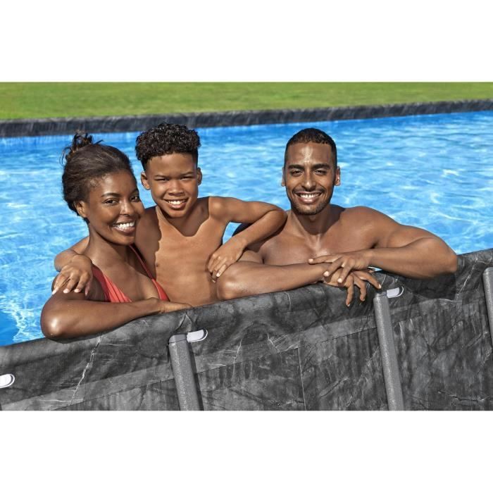 Kit de piscina tubular elevada BESTWAY - APX 365 - 956 x 488 x 132 cm - Rectangular (Filtro de arena, 500 g de poliesferas, escalera, cubierta)