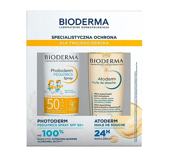 Bioderma zestaw dermokosmetyków dla dziecka spray dla dzieci 200 ml   olejek do kąpieli 200 ml