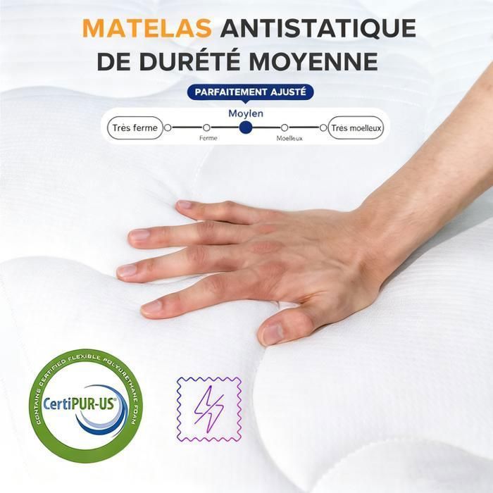 Matelas 140x200 cm SWEDREA 7 zones confort ferme soutien ergonomique 25 cm toutes saisons