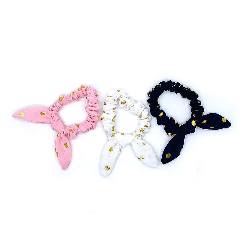 Essentii - Set di 3 elastici per capelli bianchi/rosa/blu con dettagli dorati