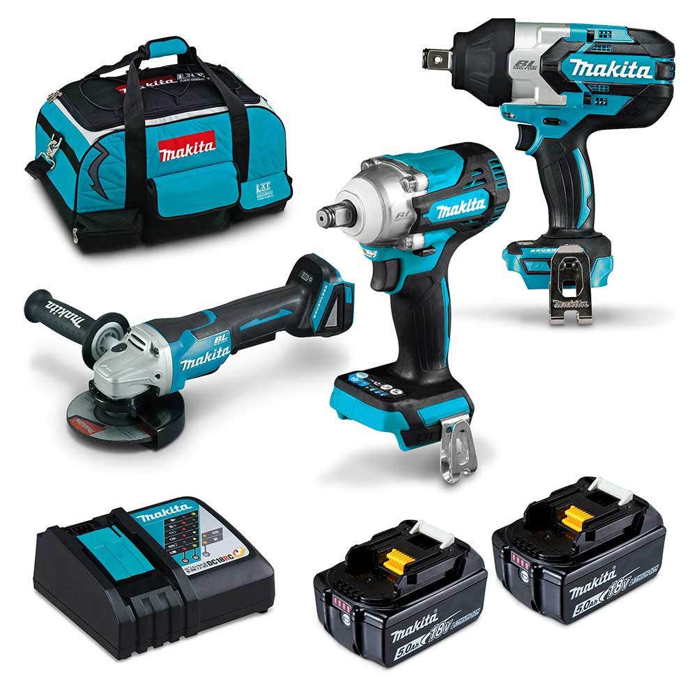 Conjunto de 3 peças MAKITA 18V Brushless 2 x 5.0Ah DLX3123TX1