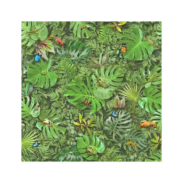 Textil-Vinylboden – tropische Flora- und Fauna-Optik – 2 m x 2 m Rolle