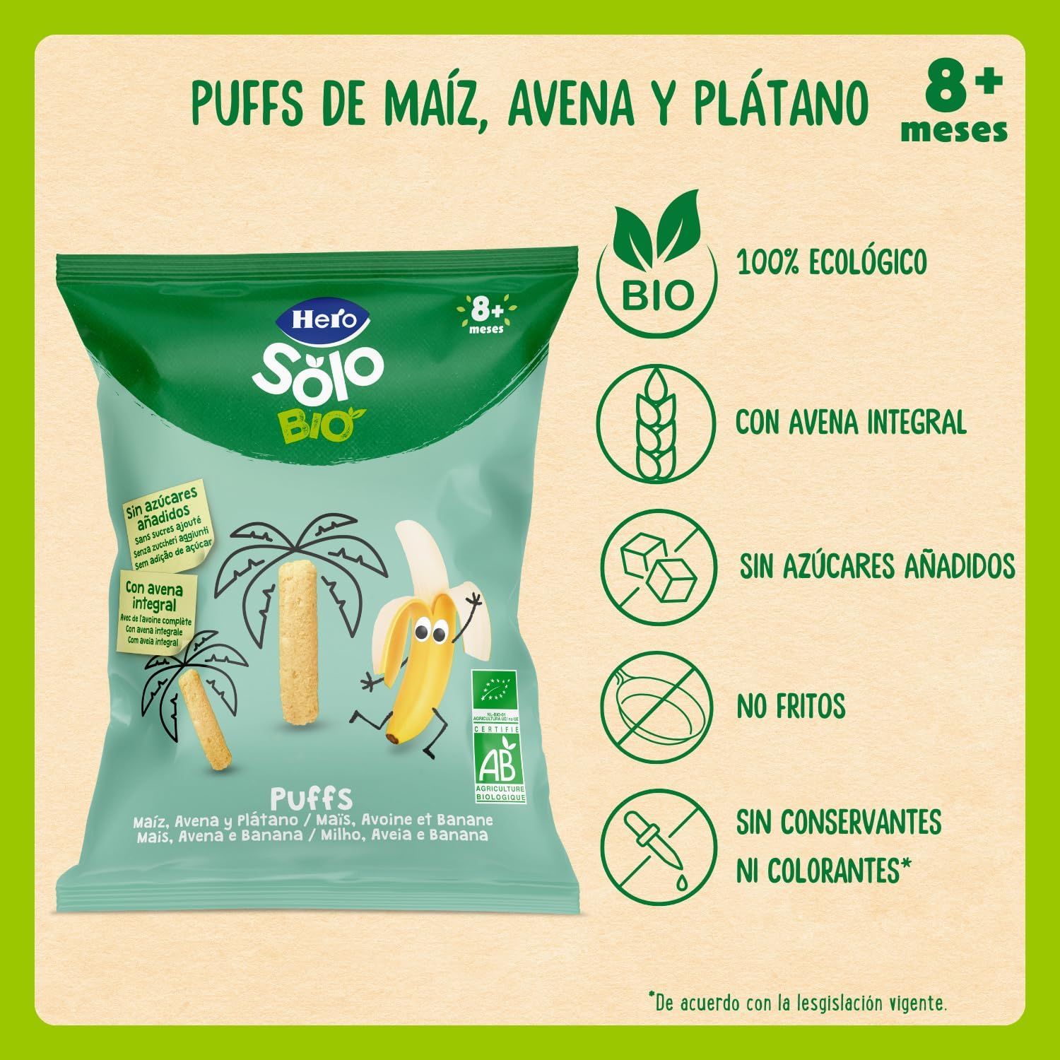 Only Bio Snacks Puffs kukurica, ovos a banán 8 mesiacov Pokračovacie mlieko a príkrmy
