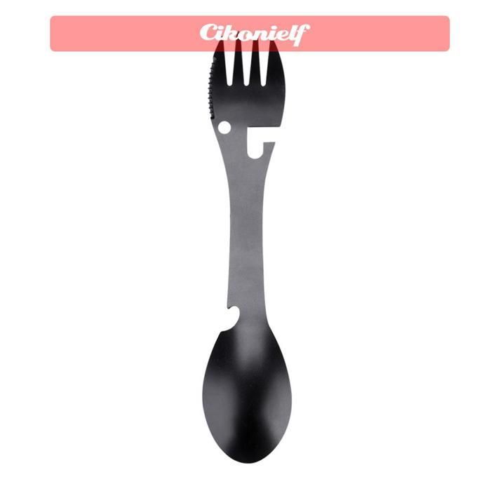 Conjunto de utensílios de camping Zerone 5 em 1 em aço inoxidável com garrafa de água, garfo e equipamentos esportivos.