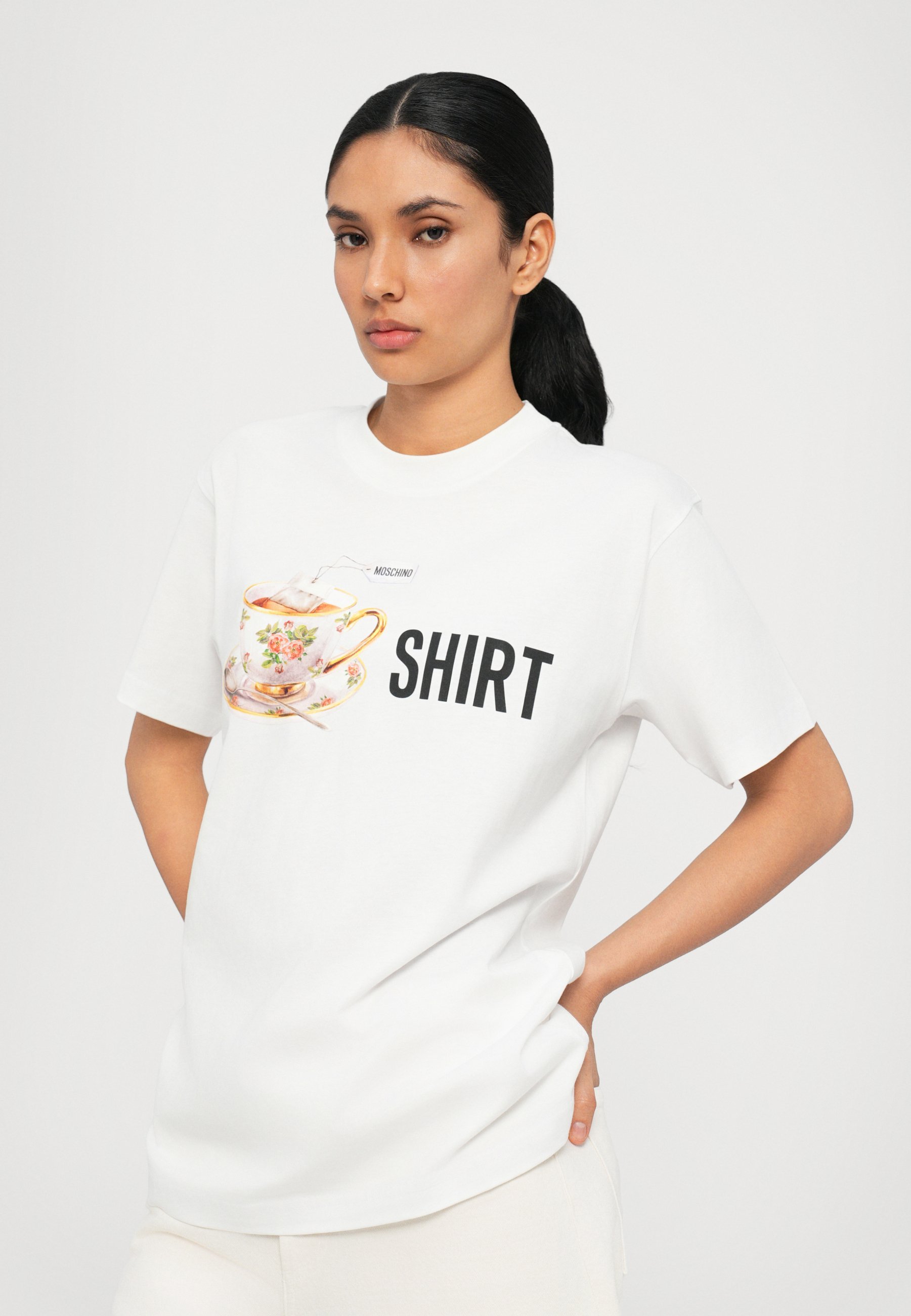 MOSCHINO Nyomott mintás póló - sokszínű/fehér