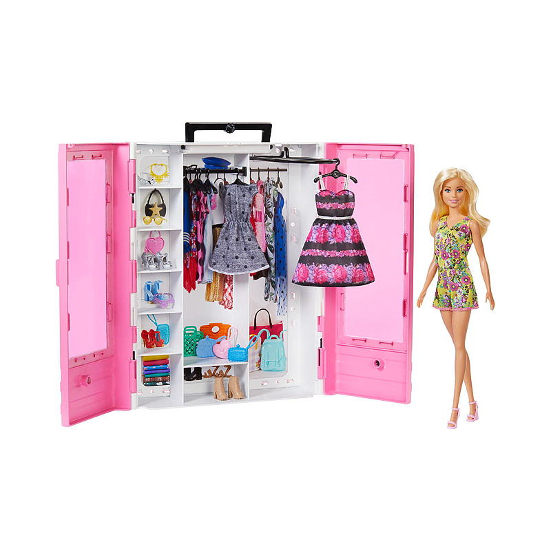 Barbiepop met kledingkast