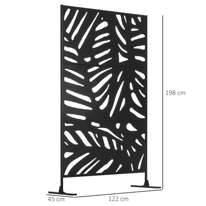 Panel de privacidad Outsunny - diseño decorativo de plantas para exteriores, ideal para paisajismo de jardines - metal - 122x45x198cm - negro