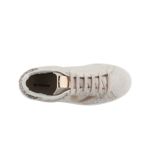 Zapatillas De Efecto Brillo Metalizado Victoria Tenis Serpiente Con Trasera De Glitter