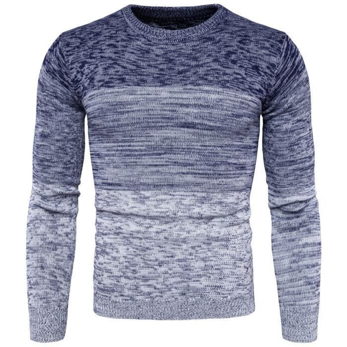 Jersey de cuello redondo para hombre - FONDUPIN - Invierno - Manga larga - Azul