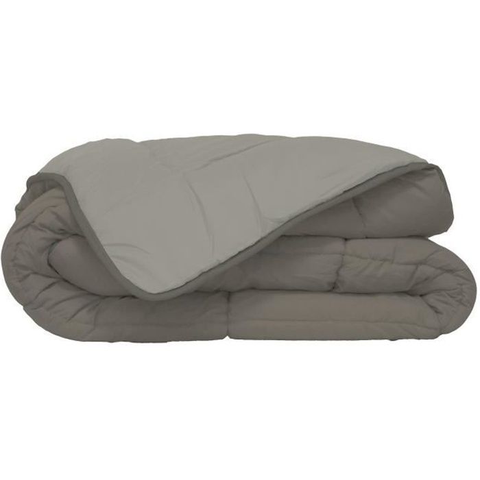 CALGARY – Warme Mikrofaser-Bettdecke 400 g/m² – Taupe & Leinen 240 x 260 cm