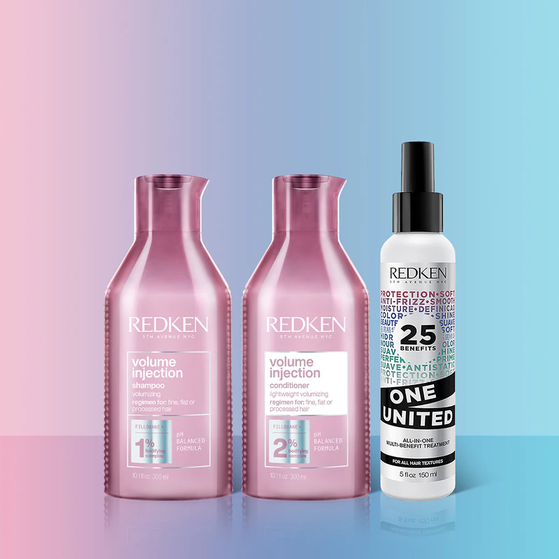 Redken Volume Injection, embalagem prática para aumentar o volume do cabelo.
