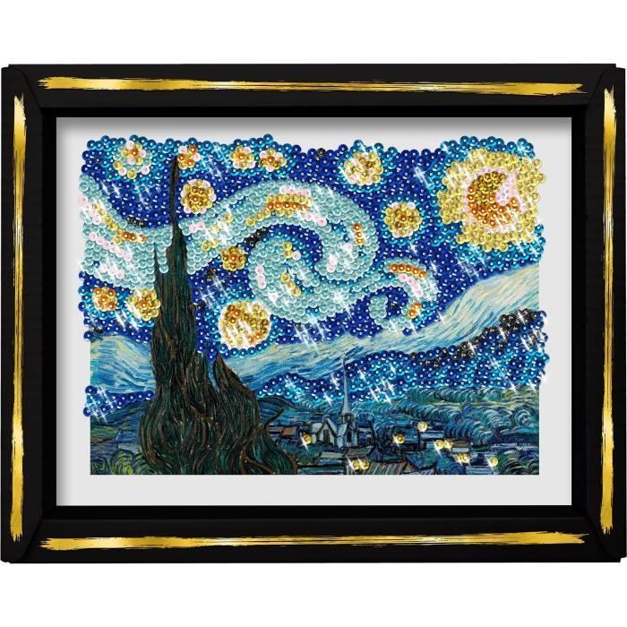 Kit de artesanato criativo - LANSAY - Coleção de lantejoulas - A Noite Estrelada - Van Gogh - Para maiores de 14 anos