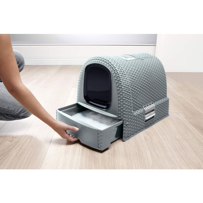 Arenero para gatos CURVER - Azul grisáceo - Para gatos - 51 x 38,5 x 39,5 cm