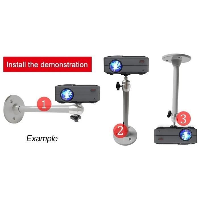 Soporte de techo para proyector - OMABETA - Ajustable - Aluminio - Fácil instalación - Negro/Plata