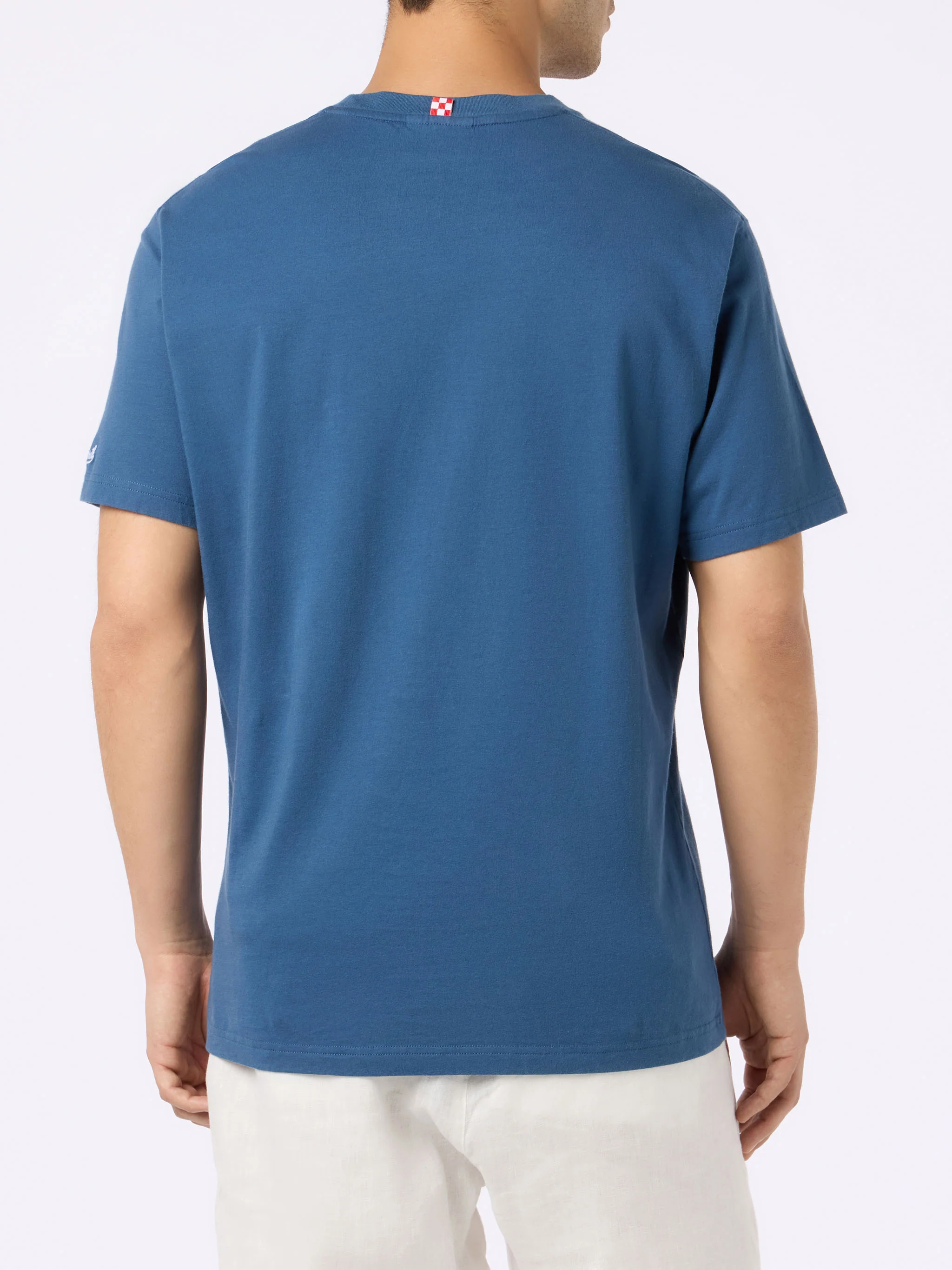Klassiek model heren T-shirt van Portofino katoenjersey met geborduurd N-logo.