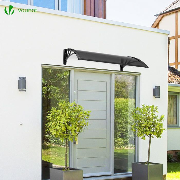 Marquesina para puerta de entrada VOUNOT® 120x80cm - Policarbonato - Resistente a los rayos UV - Antracita