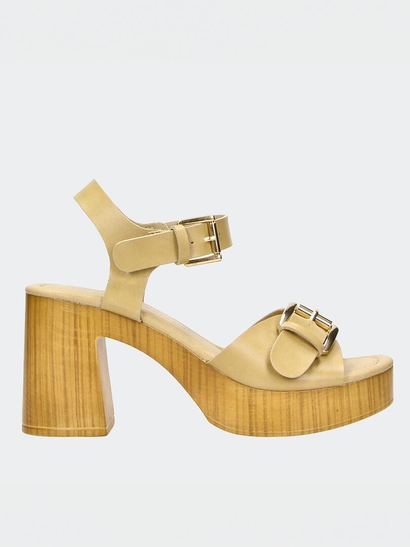 Sandalen met hak - BEIGE