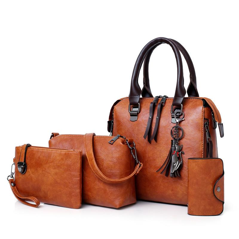 Ensemble de 4 sacs bandoulière en cuir pour femme, sac fourre-tout, sac à main de haute qualité.