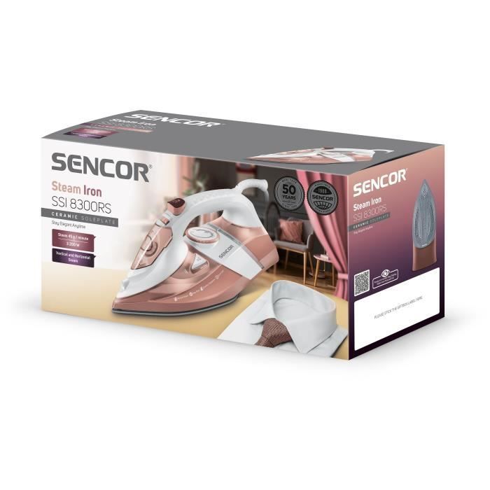 Ferro a vapor - SENCOR - SSI 8300RS - 3200 W - 350 ml - 45 g/min - Branco/Rosa