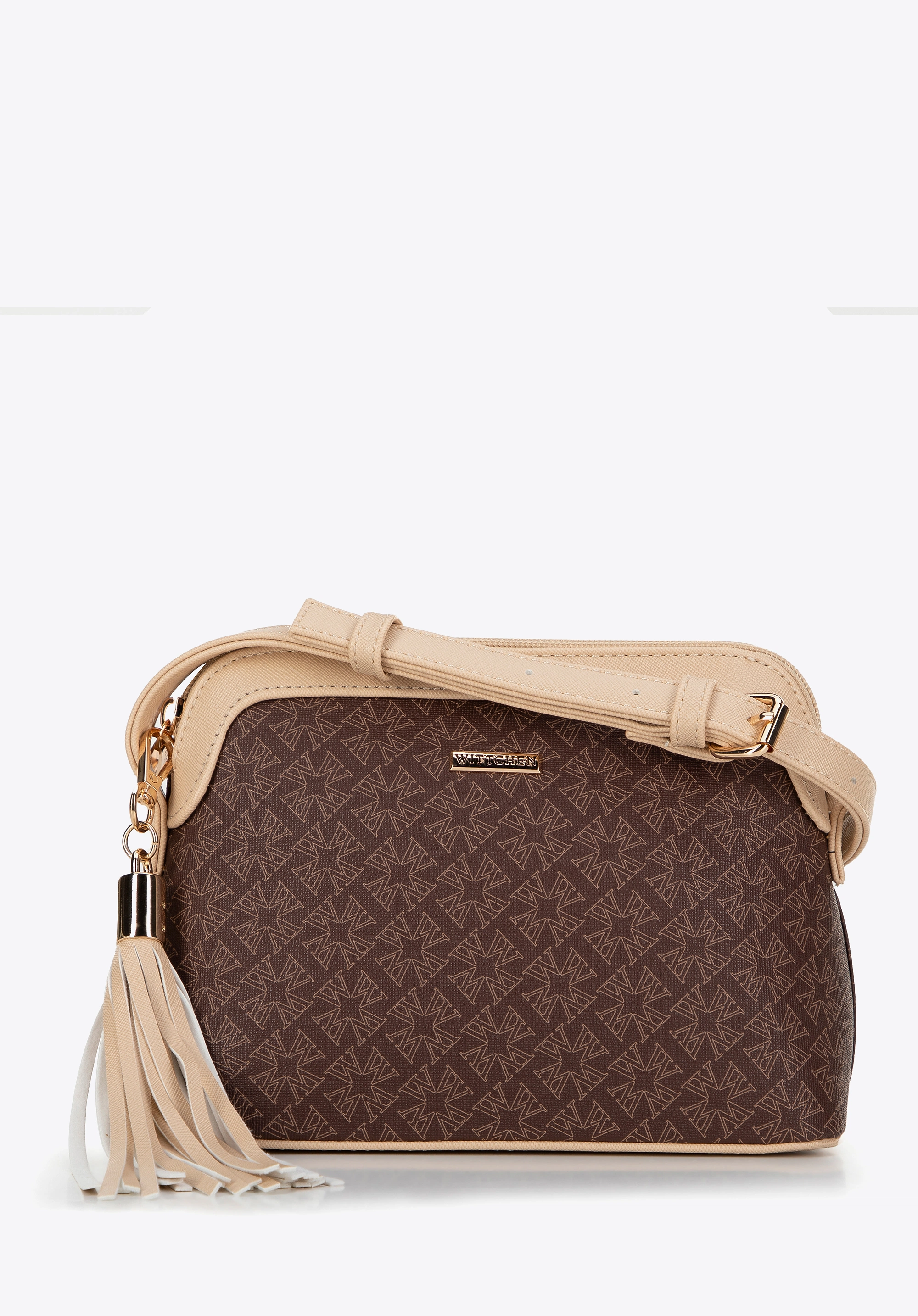 Damska crossbody z ekoskóry w monogram brązowa