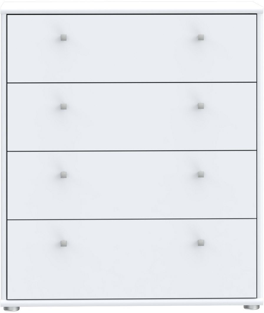 Commode TEMPRA 4 Tiroirs - Décor blanc – L 73,7 × P 34,8 × H 85,5 cm