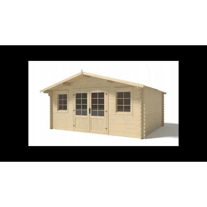 Abri de jardin en bois - 19,20m2 - 4,80x4m - Ep. 40mm - Couleur: naturel - DOM370