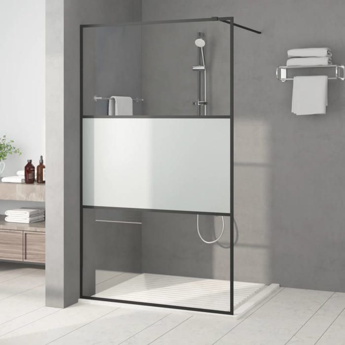 Mampara de ducha vidaXL, separador de ambientes, cabina de ducha, interior de baño, resistente a salpicaduras, negro, 115x195 cm, 152108