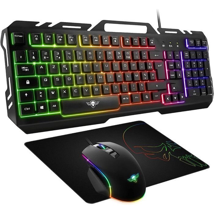 SPIRIT OF GAMER – PRO-MK5 – Pacote Gamer 3 em 1 – Teclado RGB Anti-Ghosting / Mouse RGB de 7 Botões e 6400 DPI / Mousepad Incluso / para PC