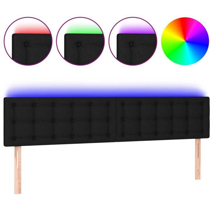 Cabeceira de LED vidaXL para quarto, móvel para cama de casal, acessório para cabeceira de cama interna, preta, modelo 3122062