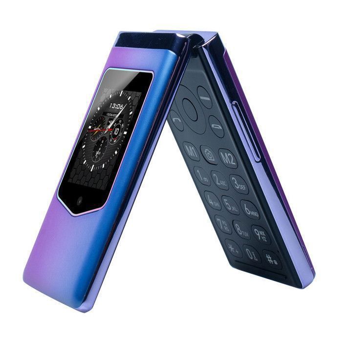 Celular flip HAMTOD T8 4G para idosos, com botões grandes, botão SOS, tela de 2,8”, bateria de 1500mAh, suporte para cartão TF, roxo.