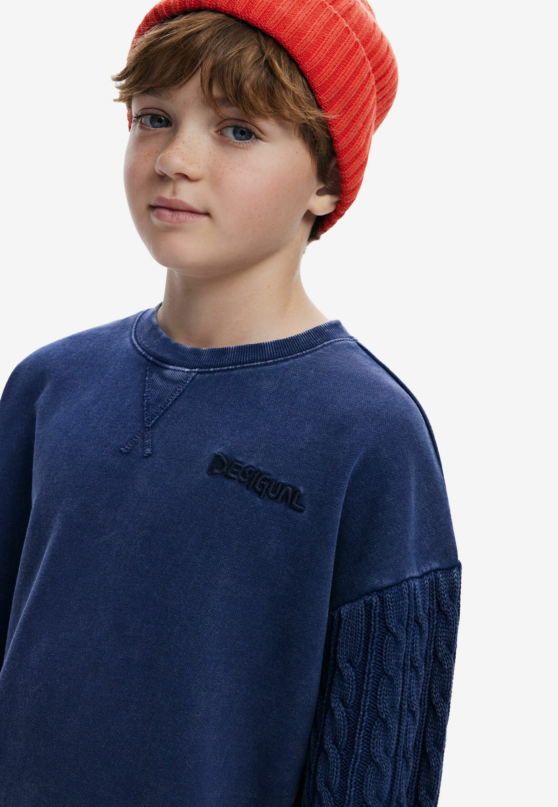 Sweat-shirt Desigual à manches câblées - bleu