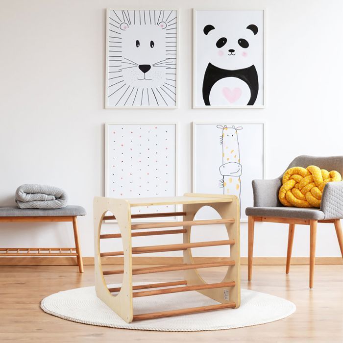 Cube d'escalade en bois - Jouet Montessori - Jouet à Bascule - Utilisation intérieure/extérieure - Max 80 KG