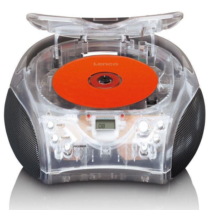 Lenco SCD-24TR - Rádio portátil com leitor de CD - Transparente