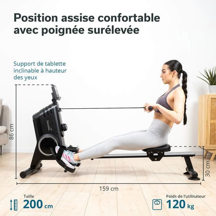 Skandika Oxford Pro Connected Magnetic Row Machine - Volante de 5 kg - Capacidade máxima de 120 kg - Bluetooth