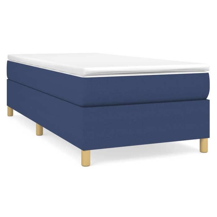 Struttura letto con materasso - Maison Exclusive - 80x200 cm - Tessuto blu - Massimo relax