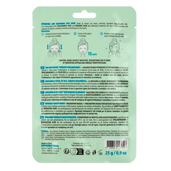 Maska za obraz s hialuronsko lazuro Organic Shop<br>