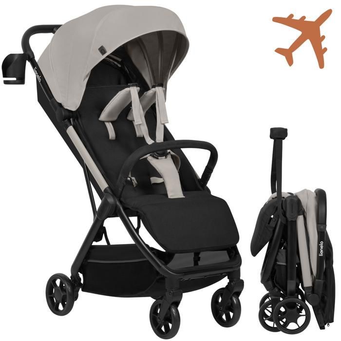 LIONELO Julie Air Ultra-Compact Stroller - Automatic Folding - Airplane Compatible - Up to 22kg - UPF 50 Canopy - Beige
