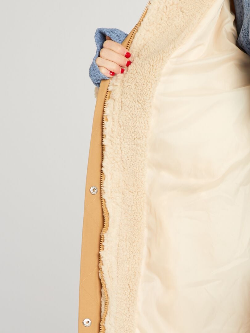 Casaco midi de sherpa - BEGE