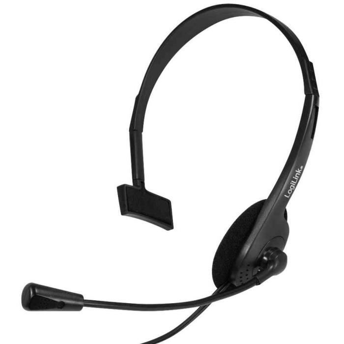 Casque micro - LOGILINK - HS0054 - Microphone réglable - Prise jack 3,5 mm - Contrôle du volume intégré