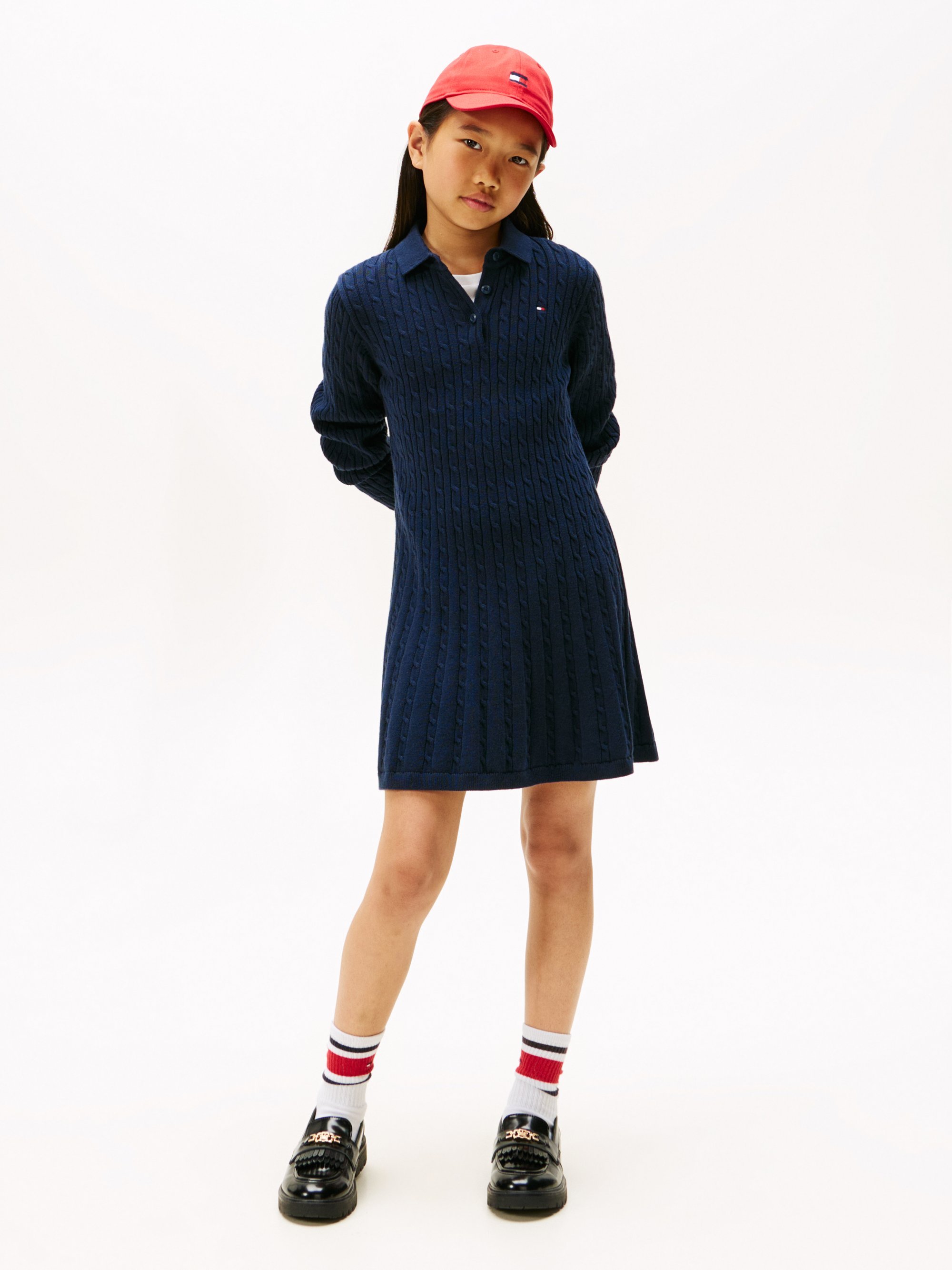 Robe pull Tommy Hilfiger à torsades - Bleu marine foncé