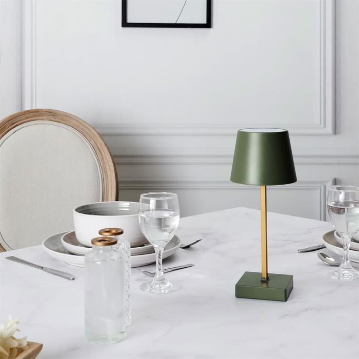 Lampe à poser led tactile vert rechargeable USB avec 3 intensités de lumière blanche