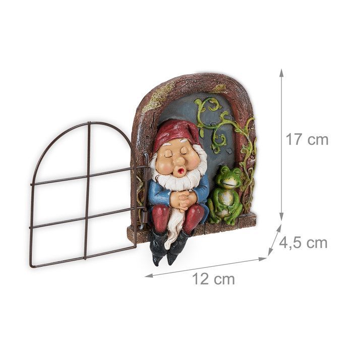 Relaxdays julgransdekoration, tomte och groda, slitstark, HxBxD: 17 x 12 x 4,5 cm, konststen, flerfärgad