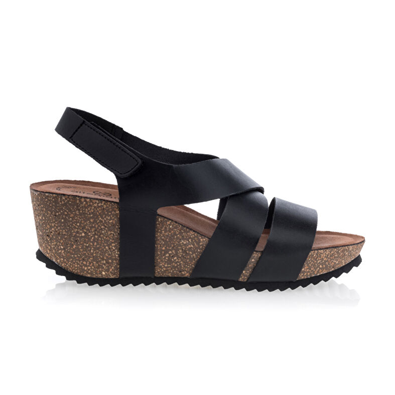 Svarte sandaler / sko med åpen tå til dame