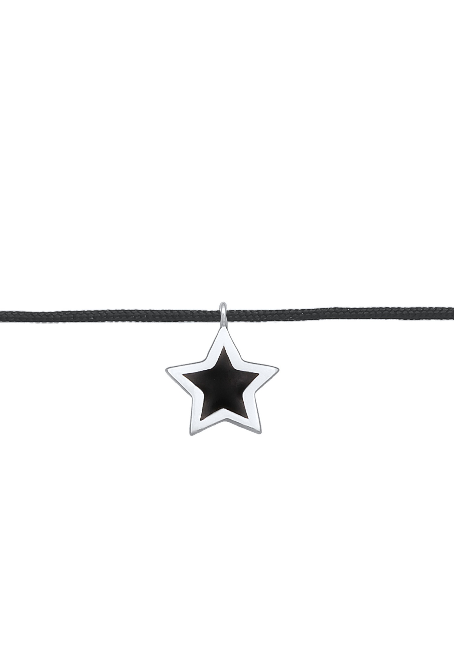 Elli Femmes Choker Pendentif étoile Astro avec émail et textile en argent sterling 925