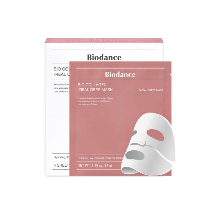 Gezichtsmasker - BIODANCE - Bio-Collagen Real Deep Mask - 4x34g - Veganistisch - Intensieve hydratatie