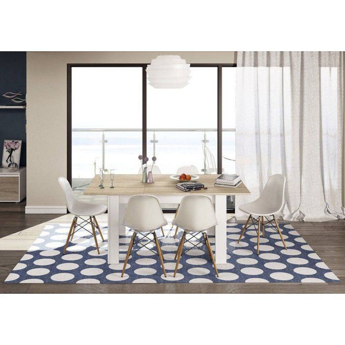 Table à rallonge Midland, Console extensible pour salle à manger, 140-190x90h78 cm, Chêne et Blanc