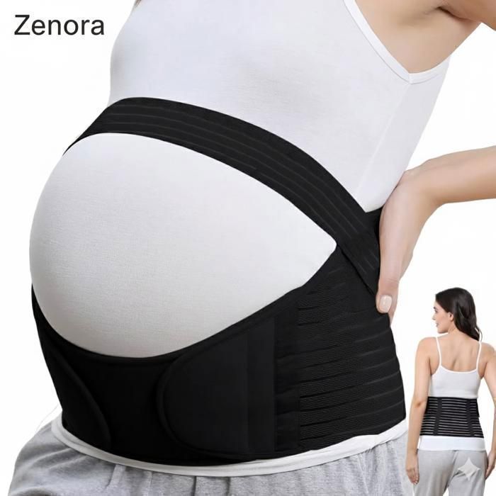 Ceinture Grossesse Réglable Taille XXL – Soutien Lombaire, Tissu Néoprène Respirant, Poches Téléphone/Clés, Fermeture Ajustable