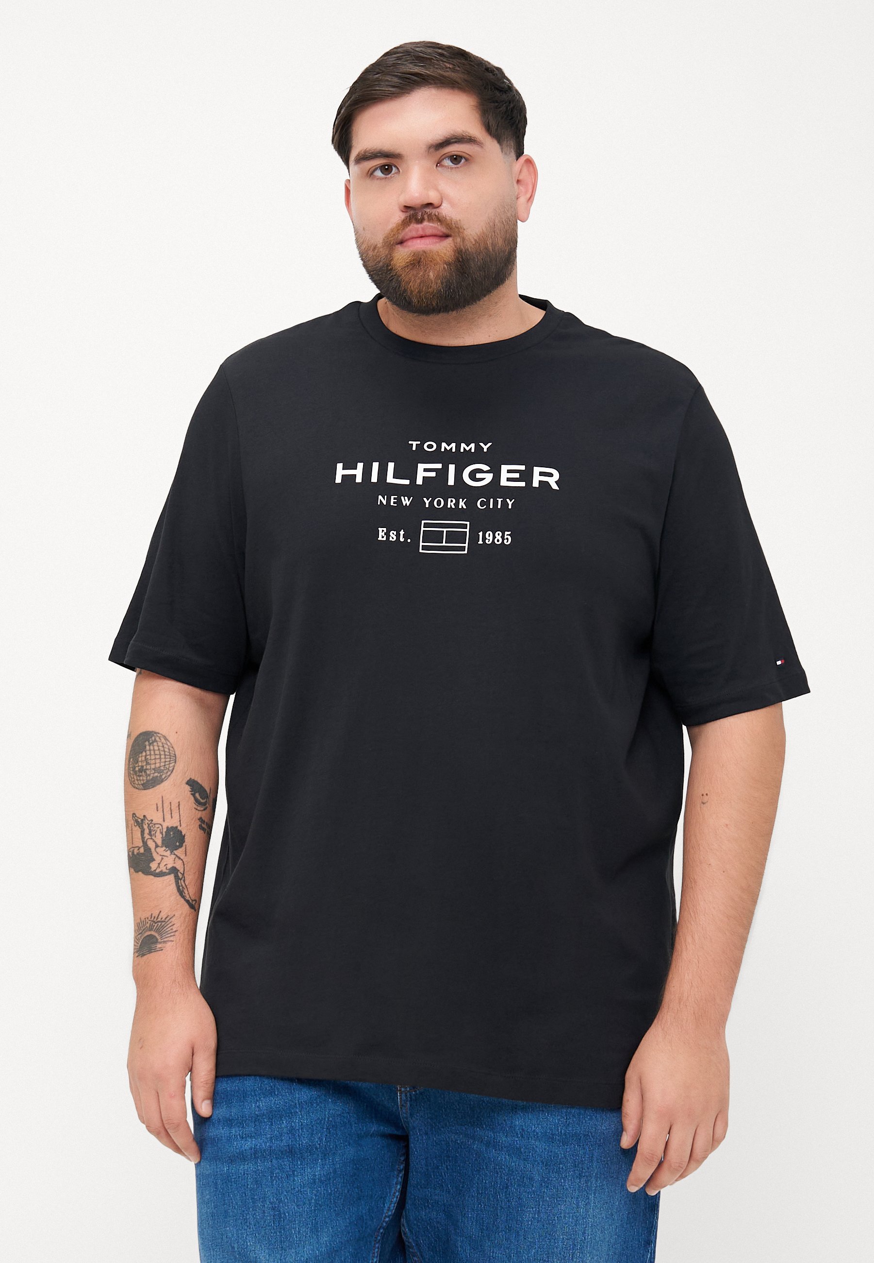 Tommy Hilfiger STACK GRAPHIC TEE - Bedrucktes T-Shirt - Schwarz