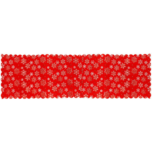 Bieżnik na stół 187x34cm obrus świąteczny śnieżynki czerwony