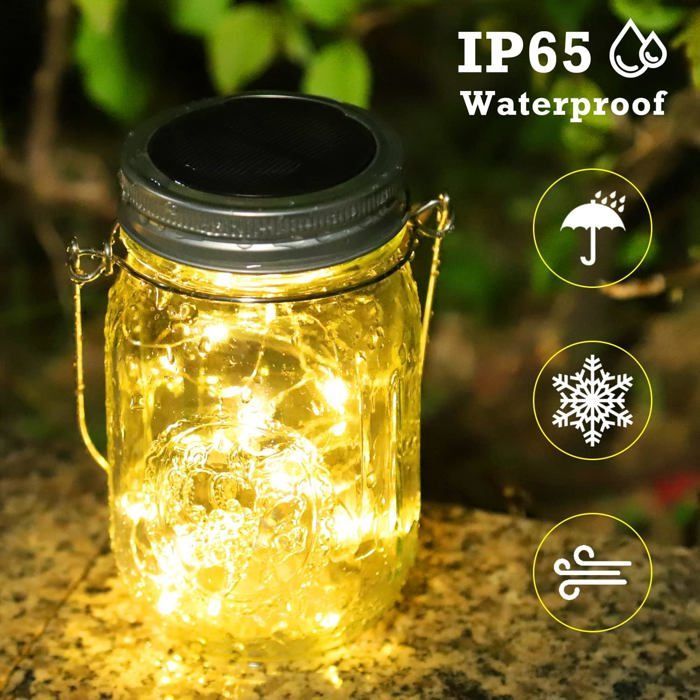 Faroles solares exteriores de 3 piezas - Luces solares de jardín para exteriores con 30 LED, farol exterior impermeable IP65 (blanco cálido)
